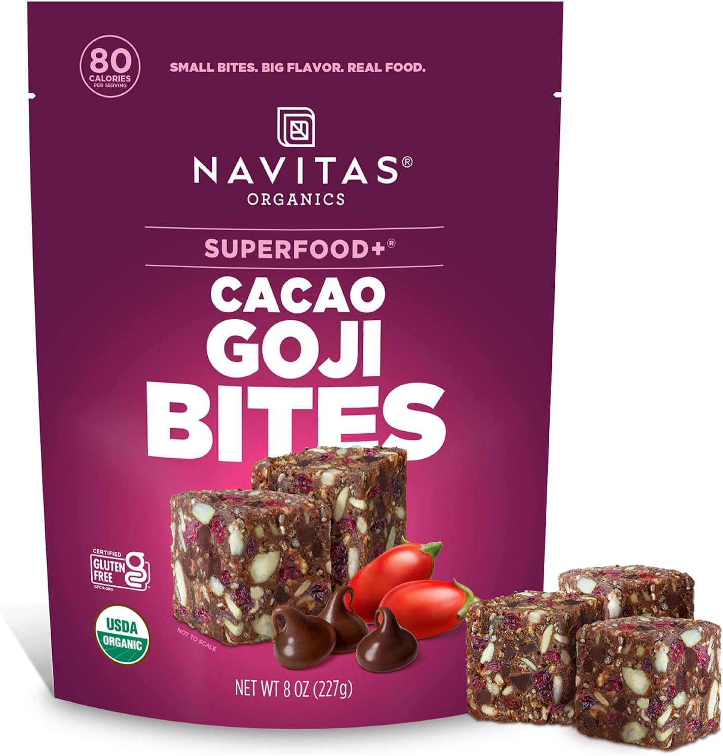 Navitas Organics Cacao Goji Superfood+ BITES – Power Snacks – All